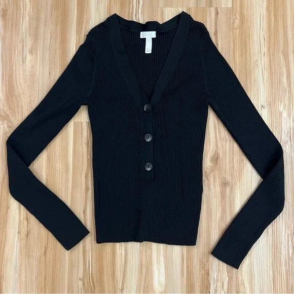 Leith Ribbed Button-Front Sweater - Picture 2 of 4